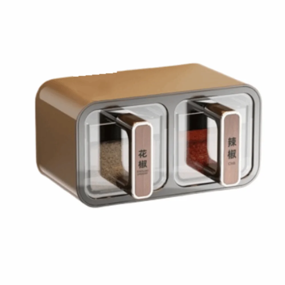 

Sealed Spice Storage Rack No Punch 2/3 Grids Kitchen Storage Organizer With Spoon Included Spoon Spice Storage Container
