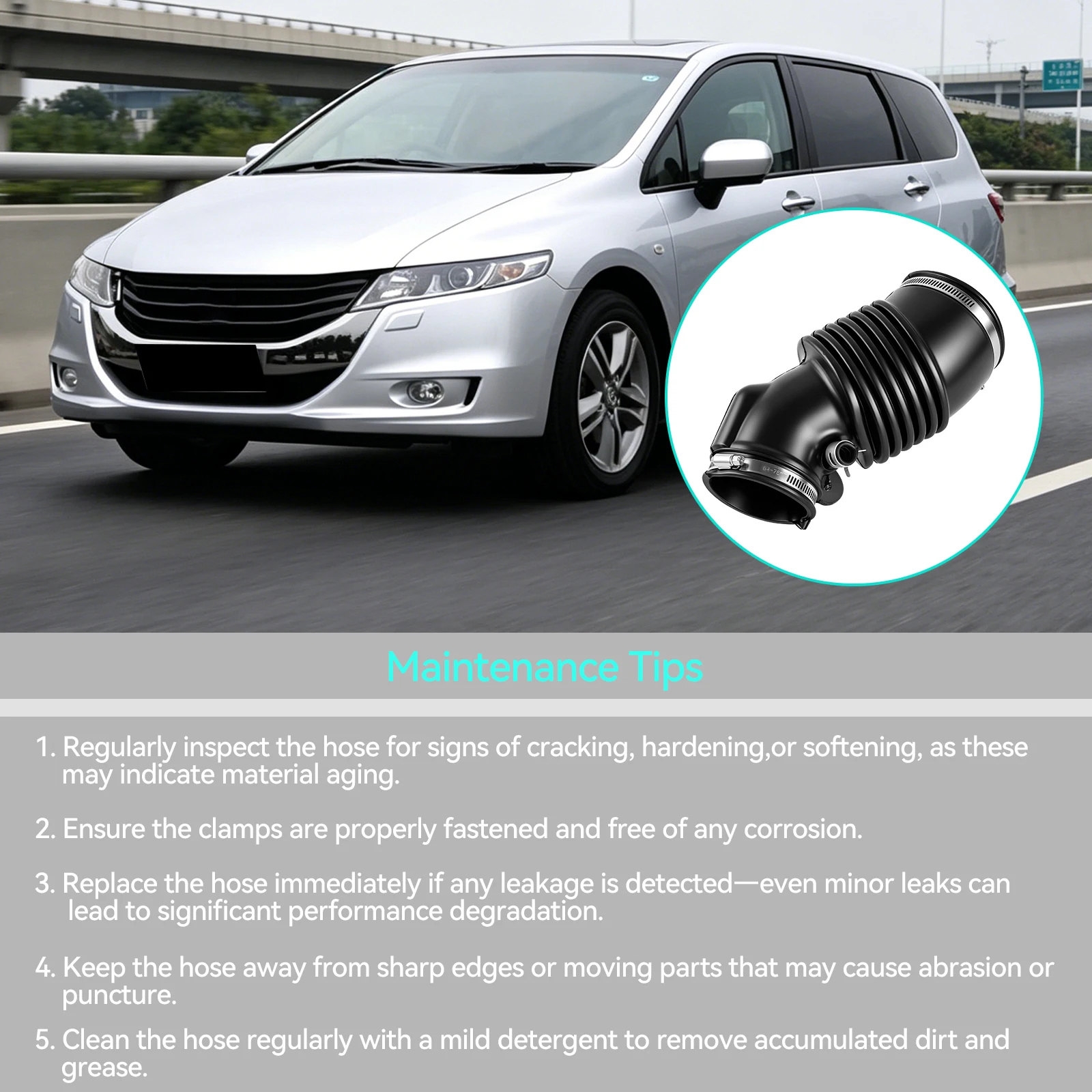 Air Intake Hose Tube for 2007 2008 2009 2010 Honda Odyssey Vehicle 3.5L  Intake Filter Duct Tube Boot Replaces#17228RGLA11