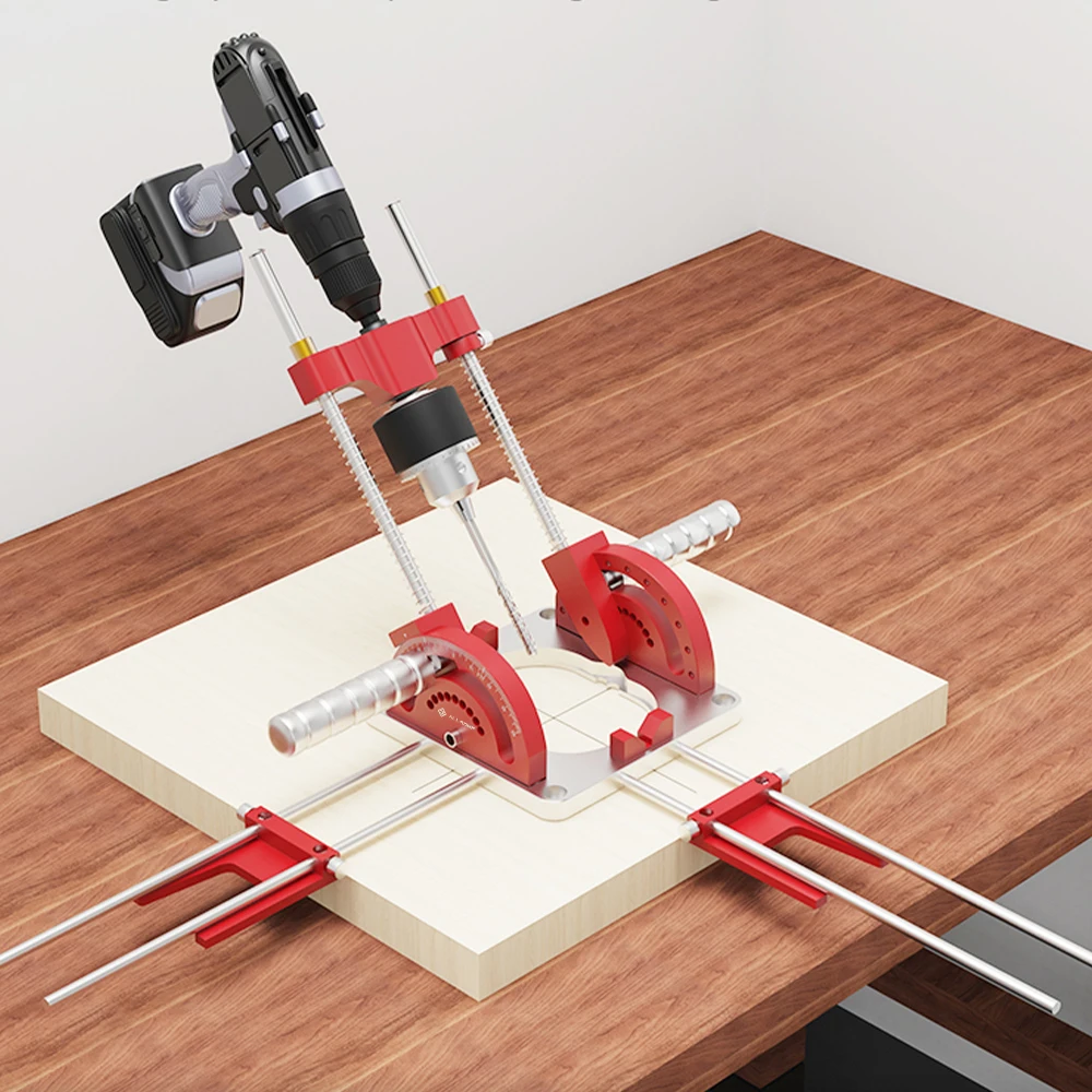 دليل الحفر الدقيق Allsome لمثاقب الطاقة، حامل مرفق دليل متعدد الزوايا مع ظرف لقطع العمل المسطحة والمستديرة