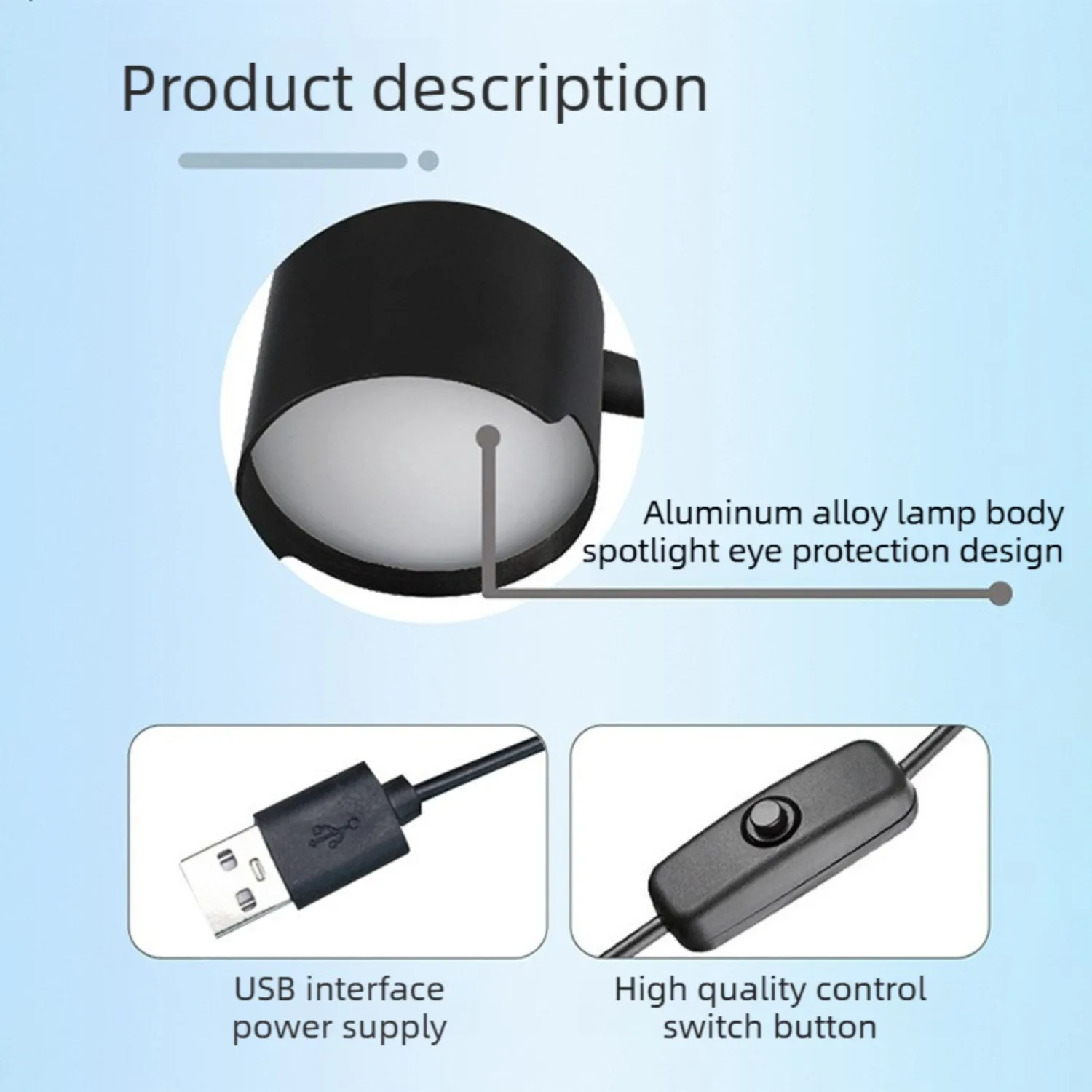 7W Full Spectrum LED Aquarium Light Clip-On Spotlight for Planted Tanks 2-5 Gallons Mini USB Fish Tank Lighting