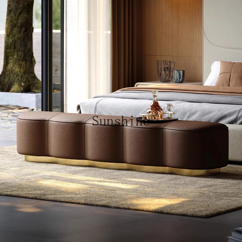 

High-end villa home shoe change stool household leather sofa stool