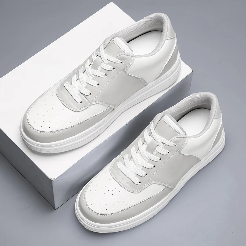 Height Increasing 6cm Unisex Leather Casual Sports Shoes Breathable Lightweight Comfortable Elevator Sneakers For Men Women view 6