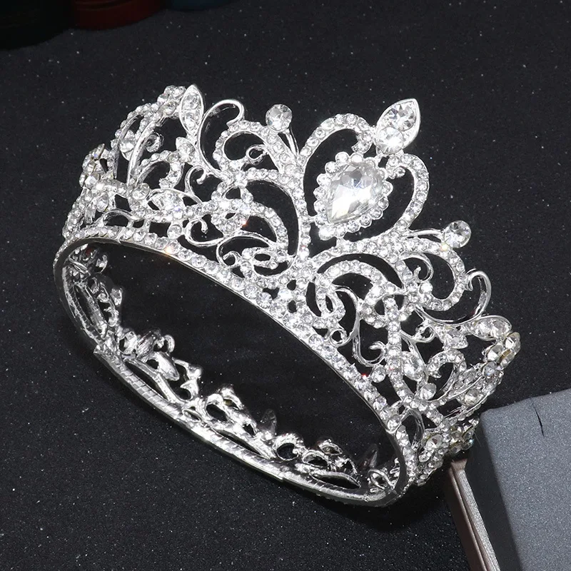 Crystal Round Bridal Crown Tiara For Women Rhinestone Prom Diadem Headband Bridal Wedding Hair Accessories Jewelry Crown Tiara