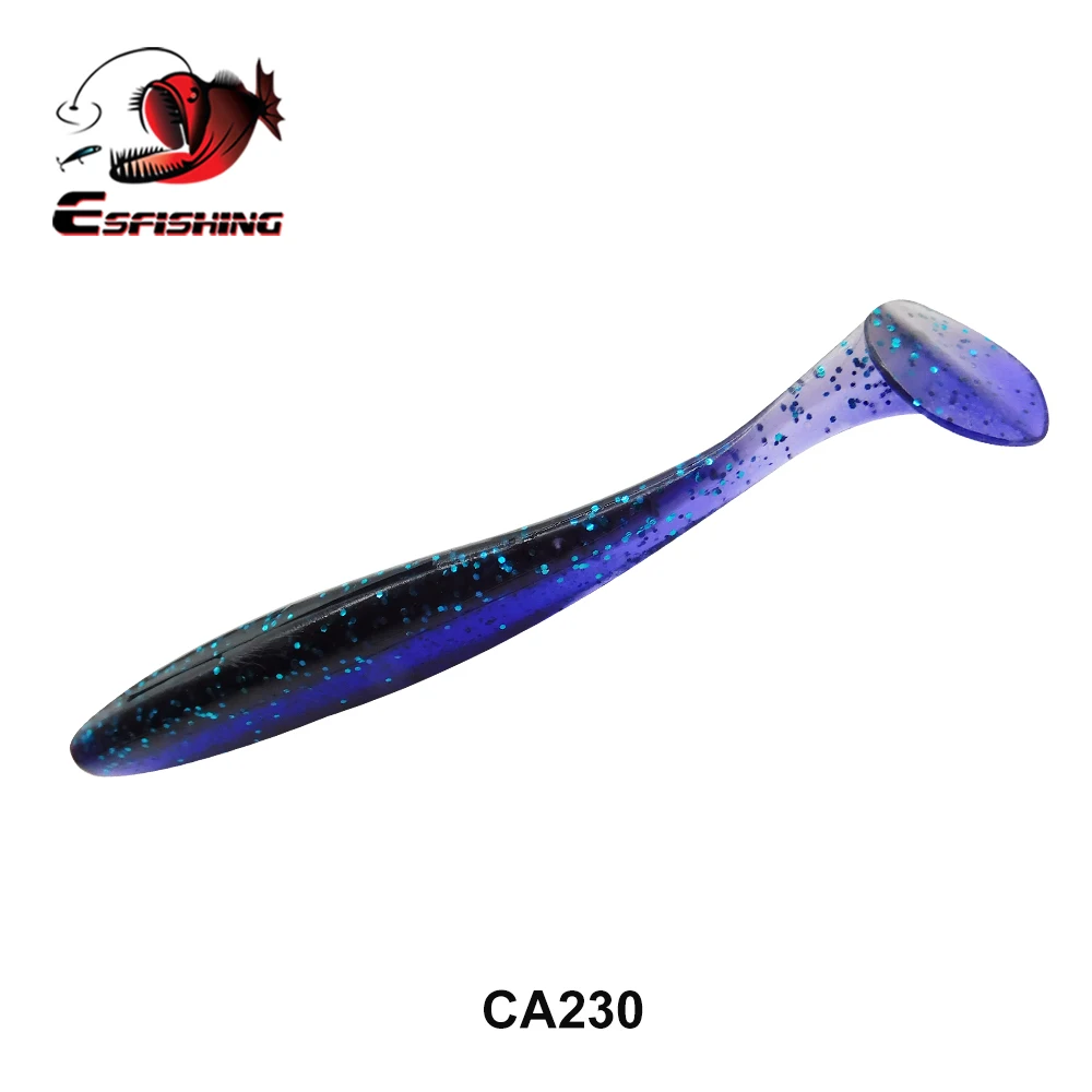 ESFISHING Angelköder ES Easy Shiner 100mm 6 Stück T-Tail Shad Plastikköder Pesca für Hecht Barsch Zander