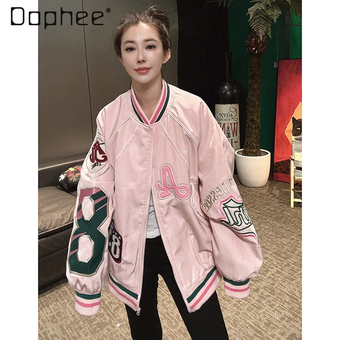 

European Trendy Brand Jackets 2025 Spring Autumn Heavy Industry Baseball Jacket Women's Casual Fashion Versatile Loose Jacket