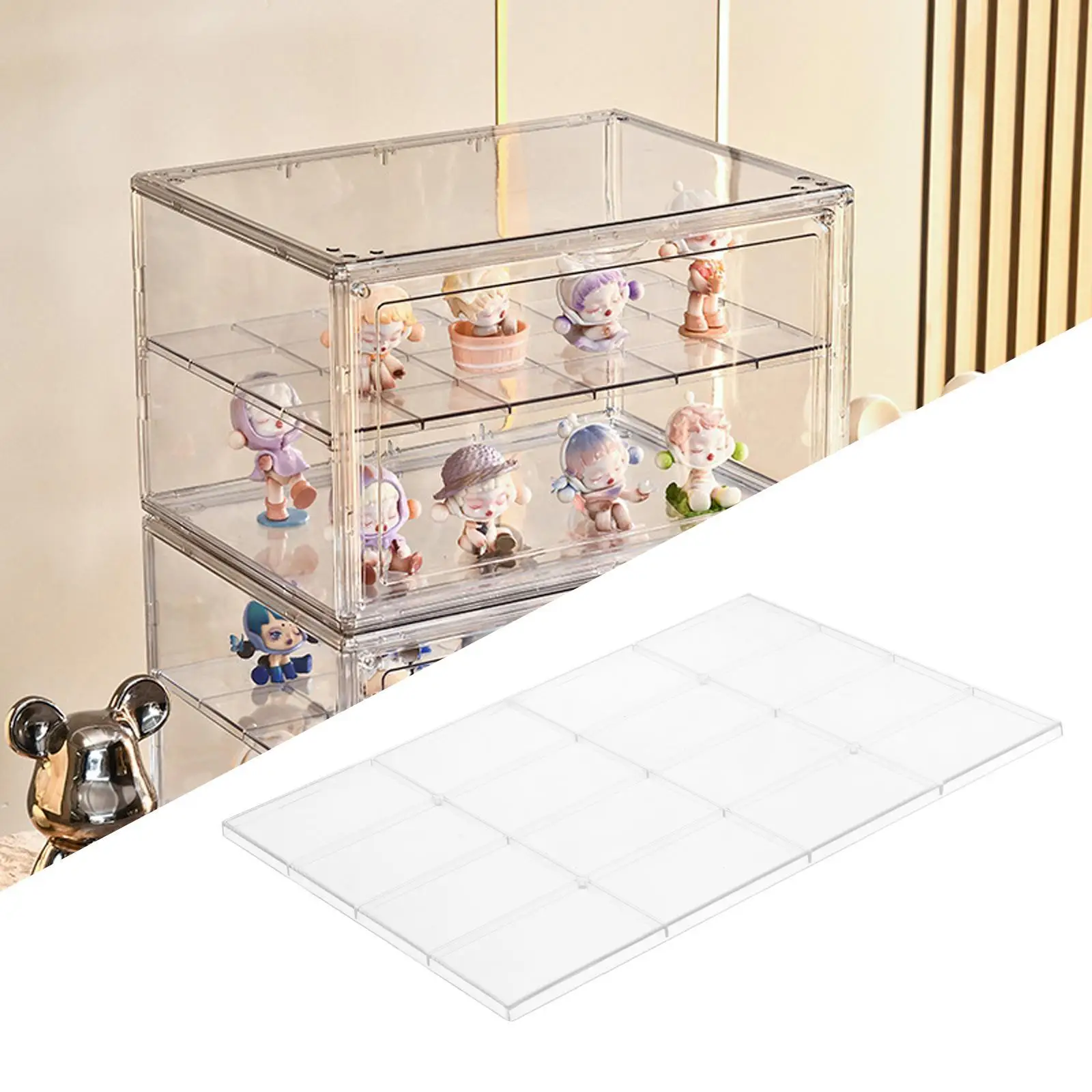 Shelf Divider for Display Case, Sturdy Storage Divider Tray Partition Board Movable Plate for Storage Bin/ Showcase