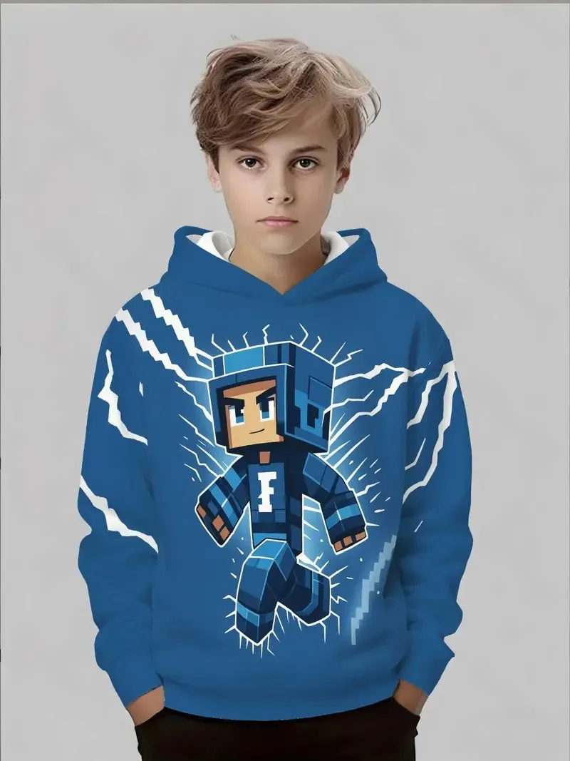 سترة بغطاء للرأس جديدة للأطفال لخريف 2025 بكسل ثلاثية الأبعاد مطبوعة على شكل شخصية صغيرة مريحة في الهواء الطلق سترة للأطفال #1