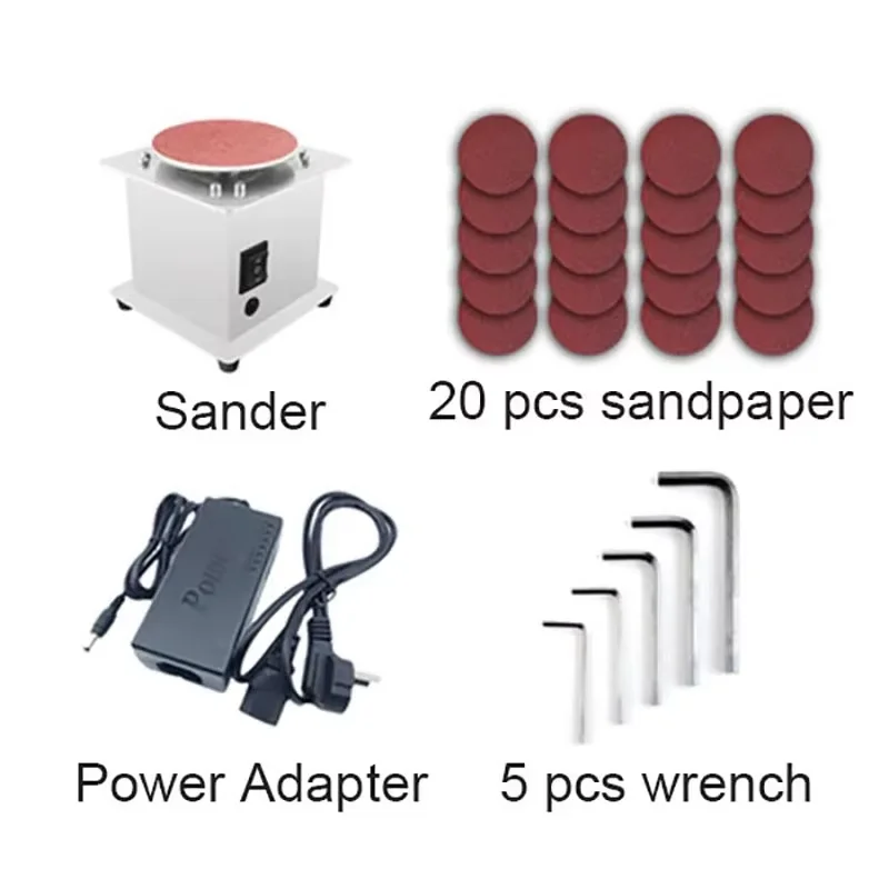 Mini Bench Disc Sander 220V with 7 Variable Speed Electric Edge Sharpener Self-adhesive Sanding Roller Benchtop Grinding Machine