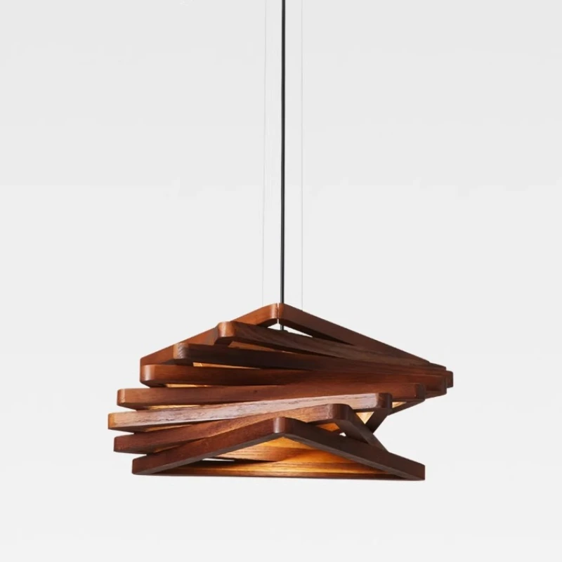 Spiral restaurant chandelier retro study bedroom bar solid wood creative lamp
