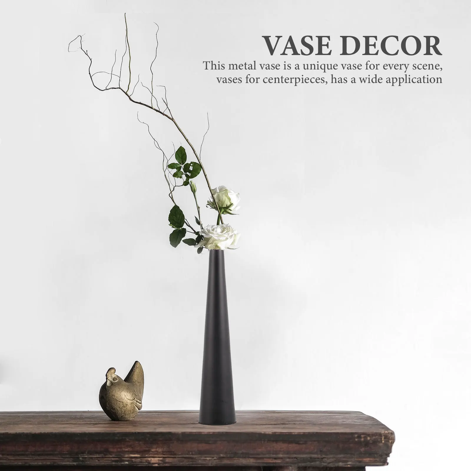 

Metal Flower Vase Black Retro Design Small Decorative Vase for Table Mantle Living Room Home Decor Modern Centerpiece