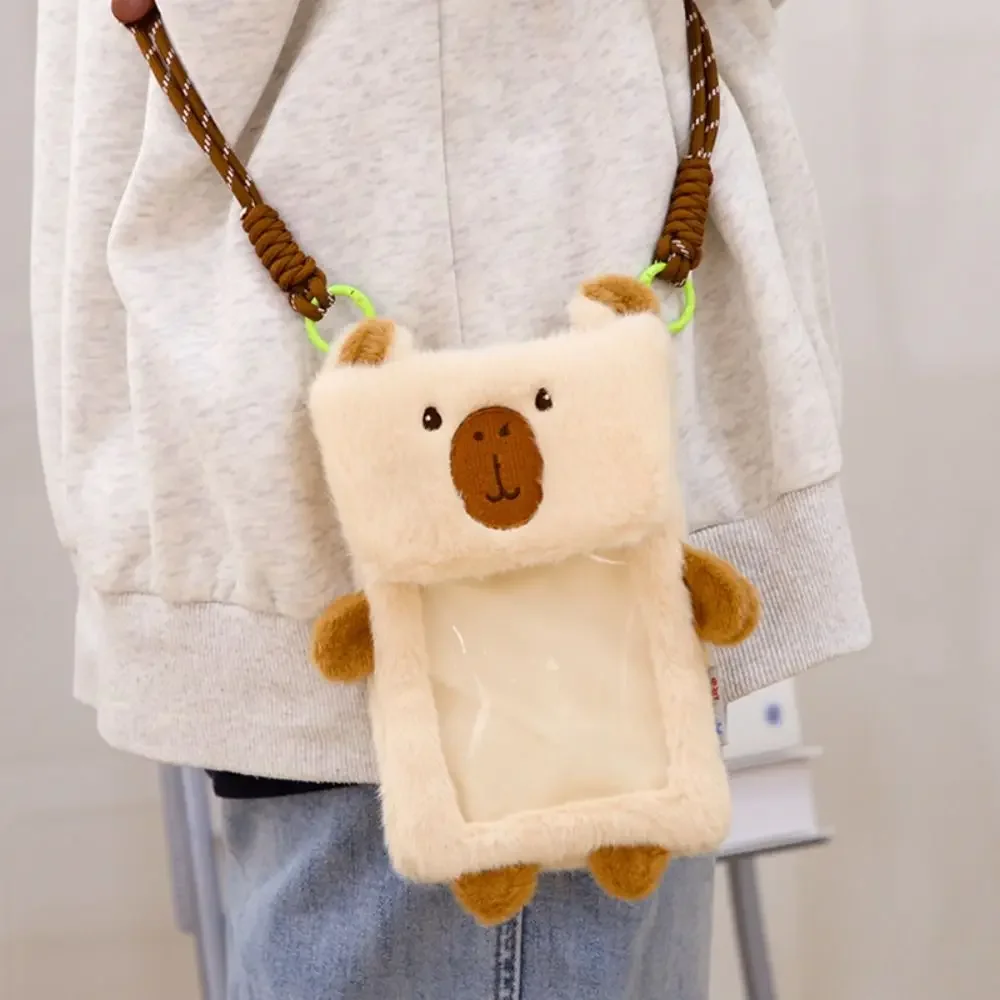 Animal Cartoon Sports Capybara Plush Shoulder Bag Large Capacity Stuffed Capybara Crossbody Bag Cute Cotton Cartoon Handbag