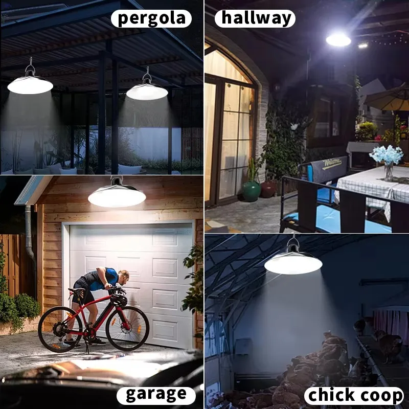 Single/Double Head Solar Pendant Light Led Solar Powered Lamp White Light with Remote Control Chandelier Camping Outdoor Garden