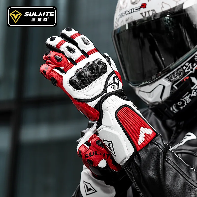 

Мотоциклетные перчатки с твердым корпусом, высококачественные кожаные перчатки, защитные длинные перчатки для езды на мотоцикле, оборудование для соревнований