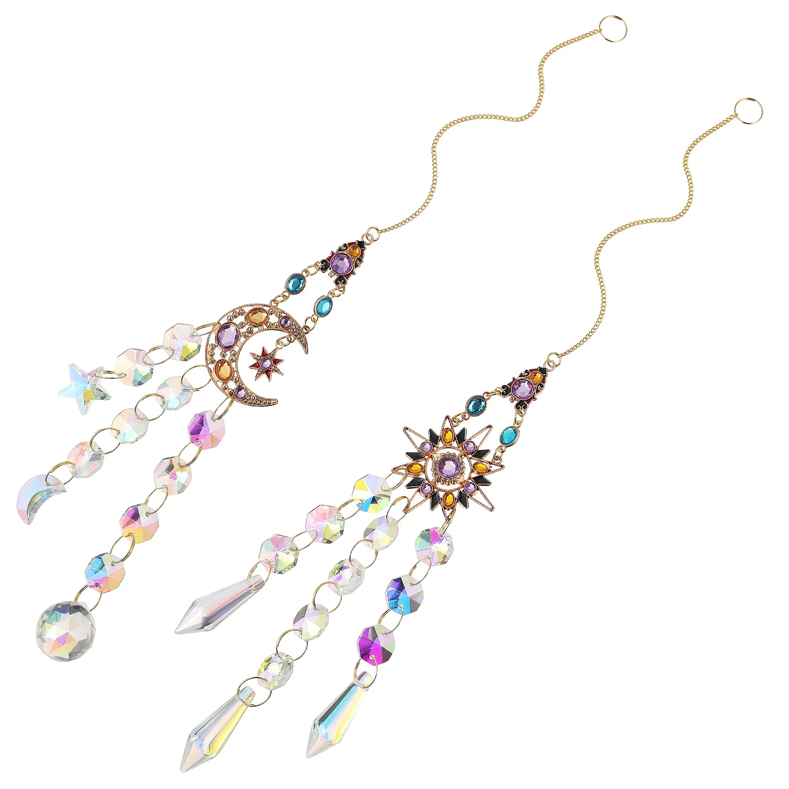 

2Pcs Solar Powered Decorative Pendants Sun Catcher Hanging Prisms for Windows Garden Outdoor Home Decor Light Reflector Colorful