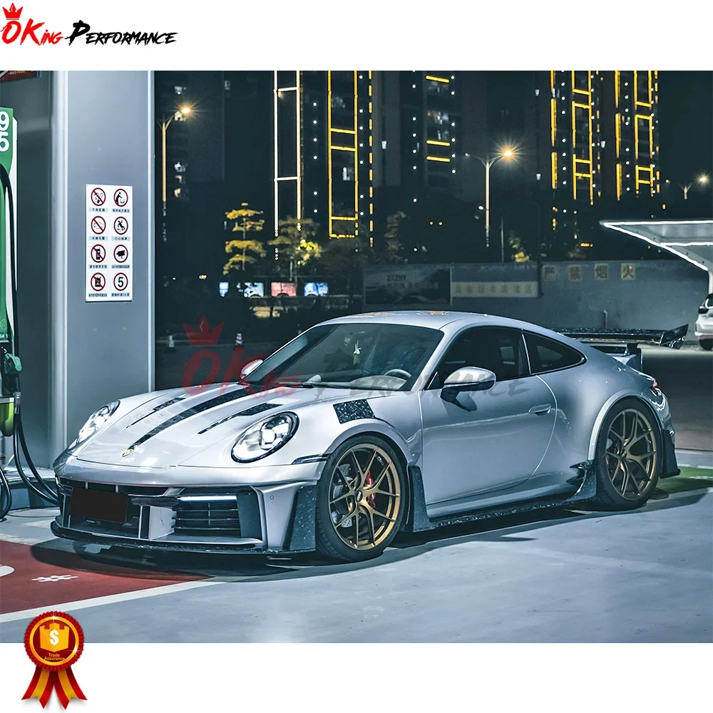 Conjunto de para-choque dianteiro de fibra de carbono seco estilo fantasma para Porsche 911 992 Carrera Turbo S Bodykit