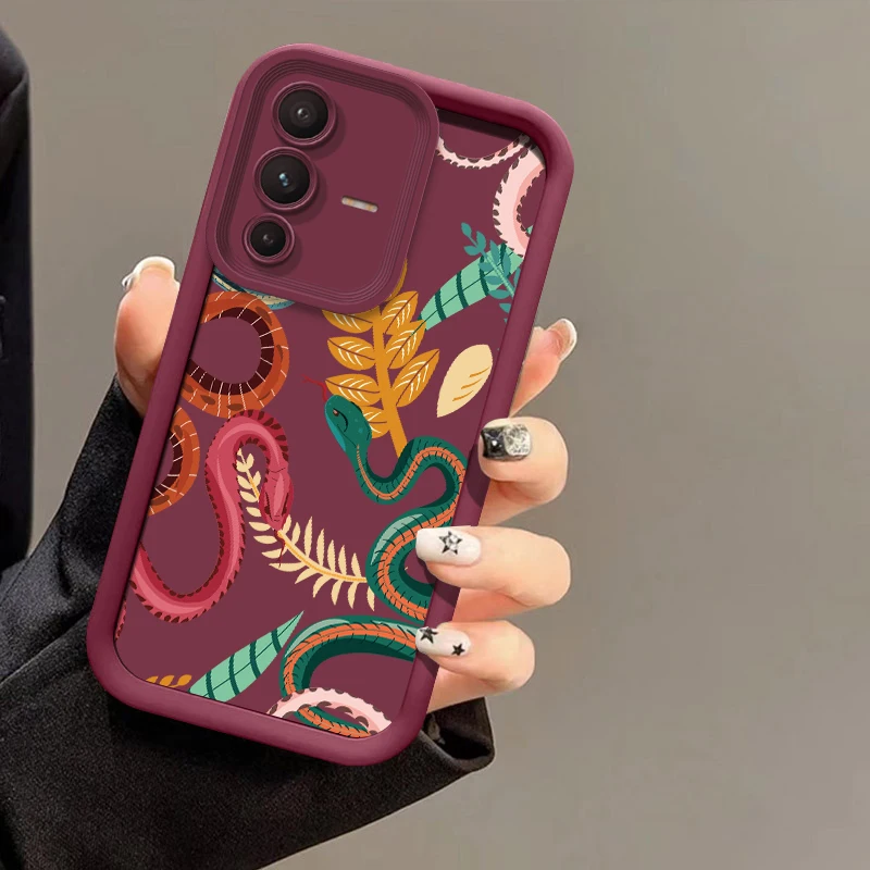 Luxury Snake Print Phone Case For Vivo V70 FE V60 Lite V50 V40 Pro V30 SE V30E V29E V29 V27E Silicone Matte Shockproof Cover view 6