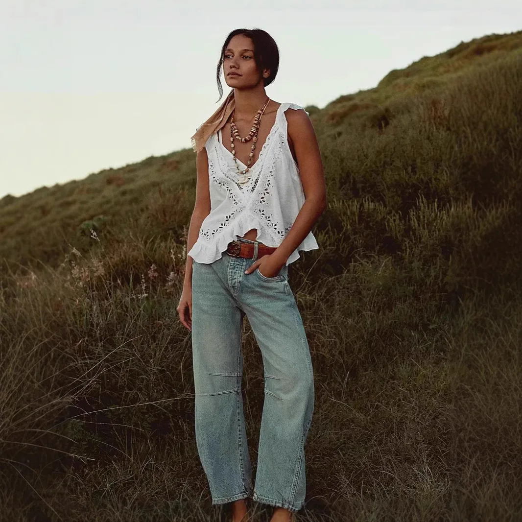 

Light Wash Retro Jeans for Women WISH Mid Waist Straight Leg | Instagram Aesthetic Loose Trousers All Season Casual Denim Pants
