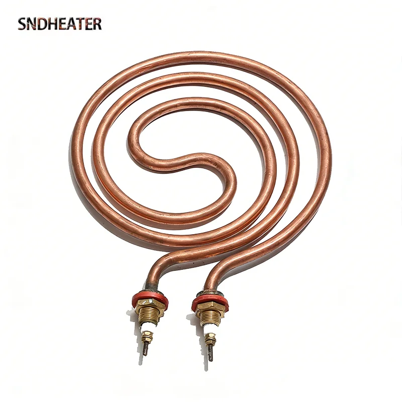 SNDHEATER 220V 2KW Round Copper Boiler Heating Element 12mm Thread 160MM Dia Water Heater Replacement 8MM Tube Dia for Steamer