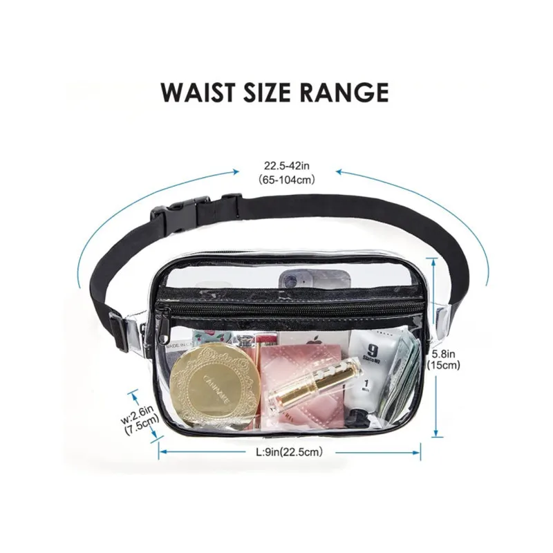 Nieuwe Pvc Vrouwen Taille Fanny Pack Riem Tas Transparant Borstzak Met Verstelbare Riem Voor Concerten Sport Festivals Reizen