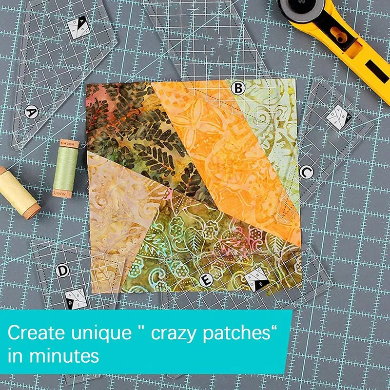 5Pcs Creative Quilting Cutting Template Grids Crazier Eights Template Quilt Ruler Set Quilting Cutting Templates Acrylic