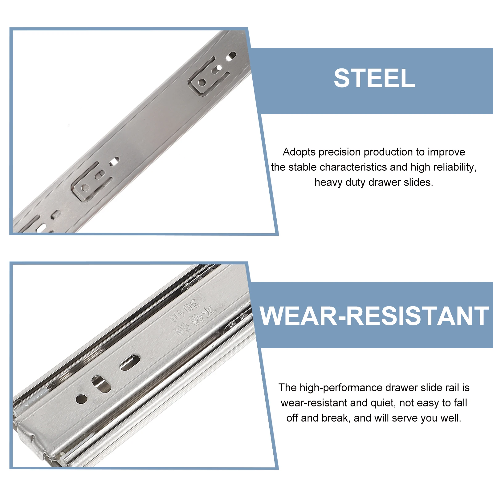 

1 Pair Stainless Steel Drawer Slides 12 Inch Full Extension Side Mount Ball Bearing Cabinet Track Guide Rails For