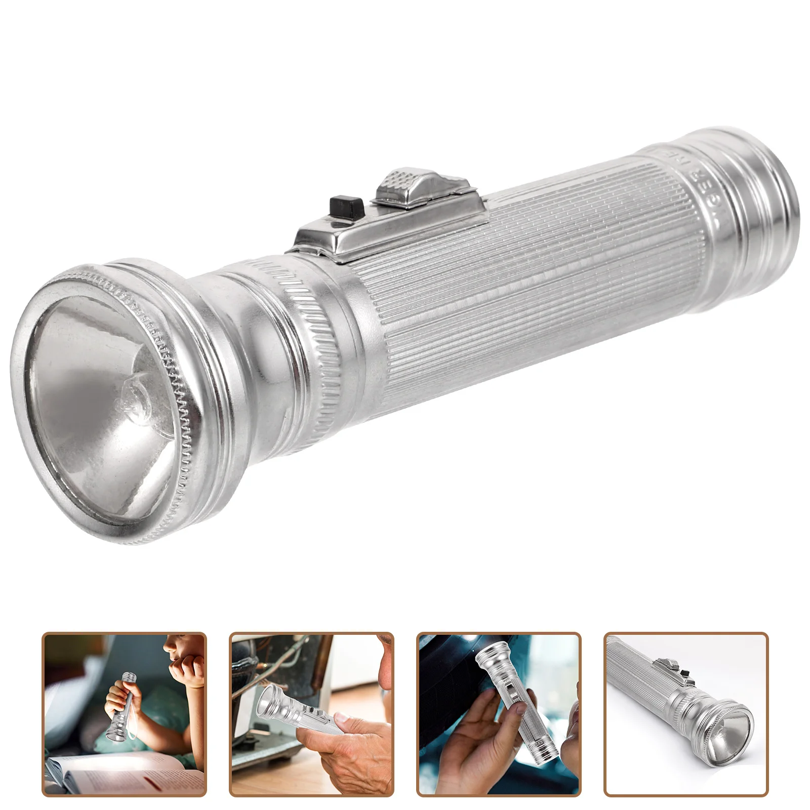 

Flashlight Old-fashioned Bulb Small Iron Vintage Portable for Outdoor Child Kids