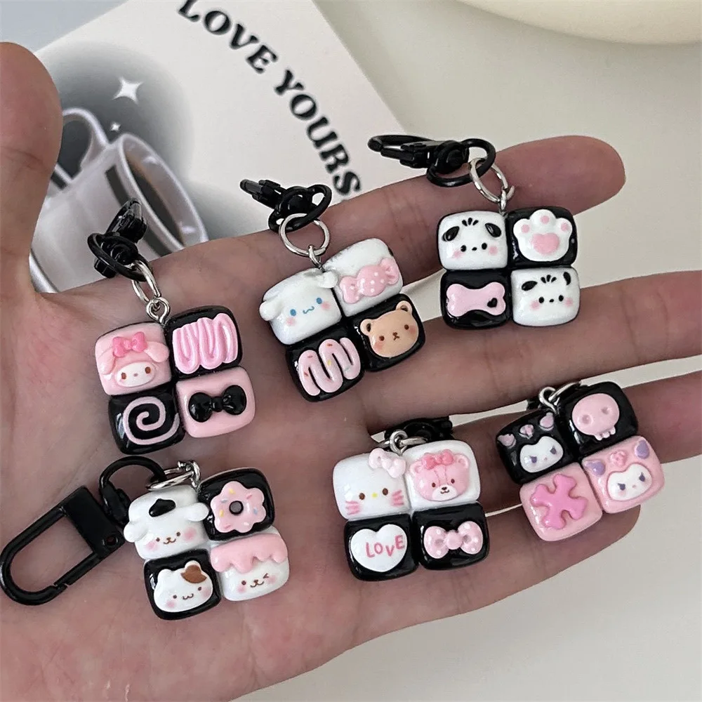 Sanrio Hello Kitty Four-piece Cute Cartoon Keychain Kawaii Kuromi My Melody Cinnamoroll Girl's Bag Pendant Couple Accessory Gift