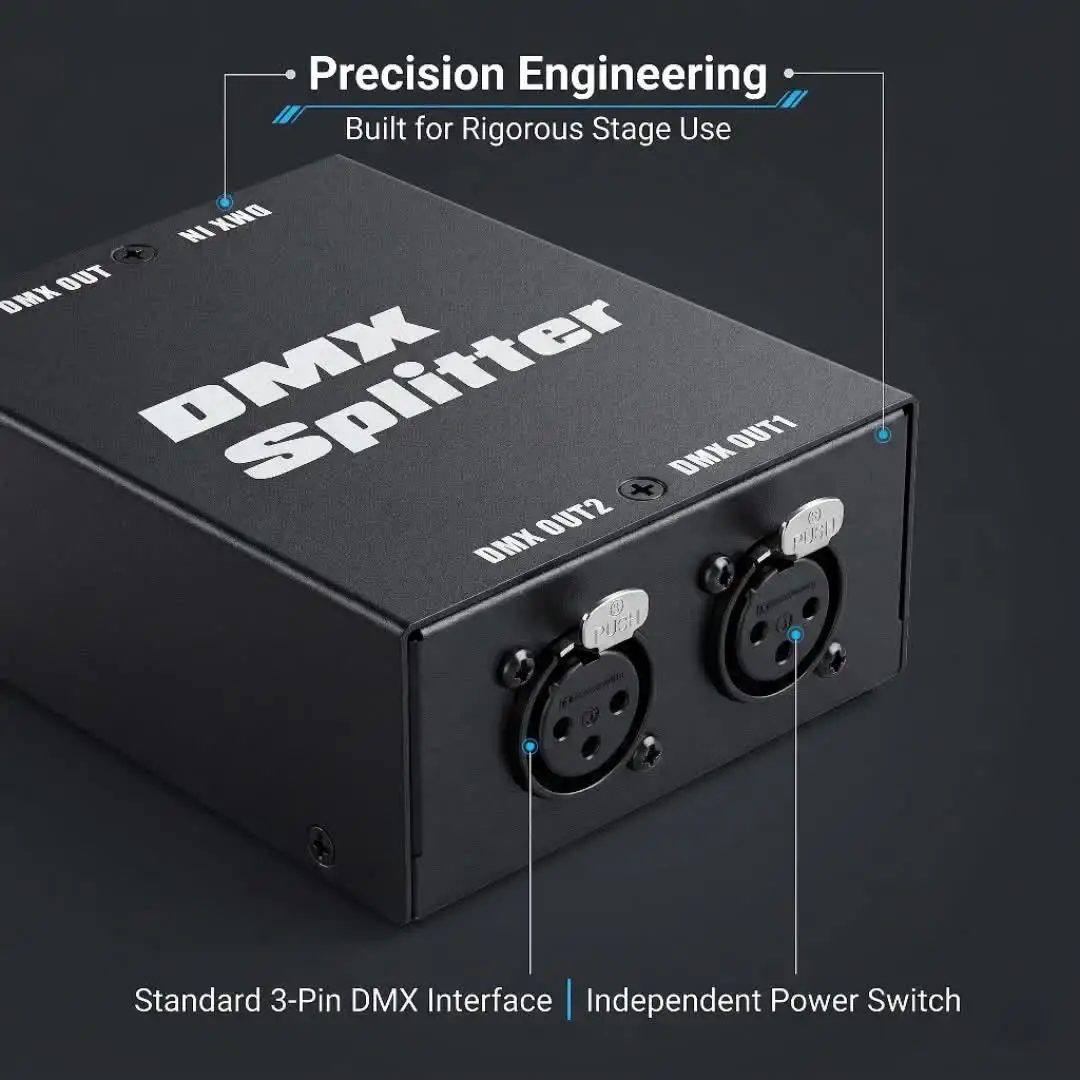2 Way Isolated DMX Splitter - 2 Branch Universal Splitter