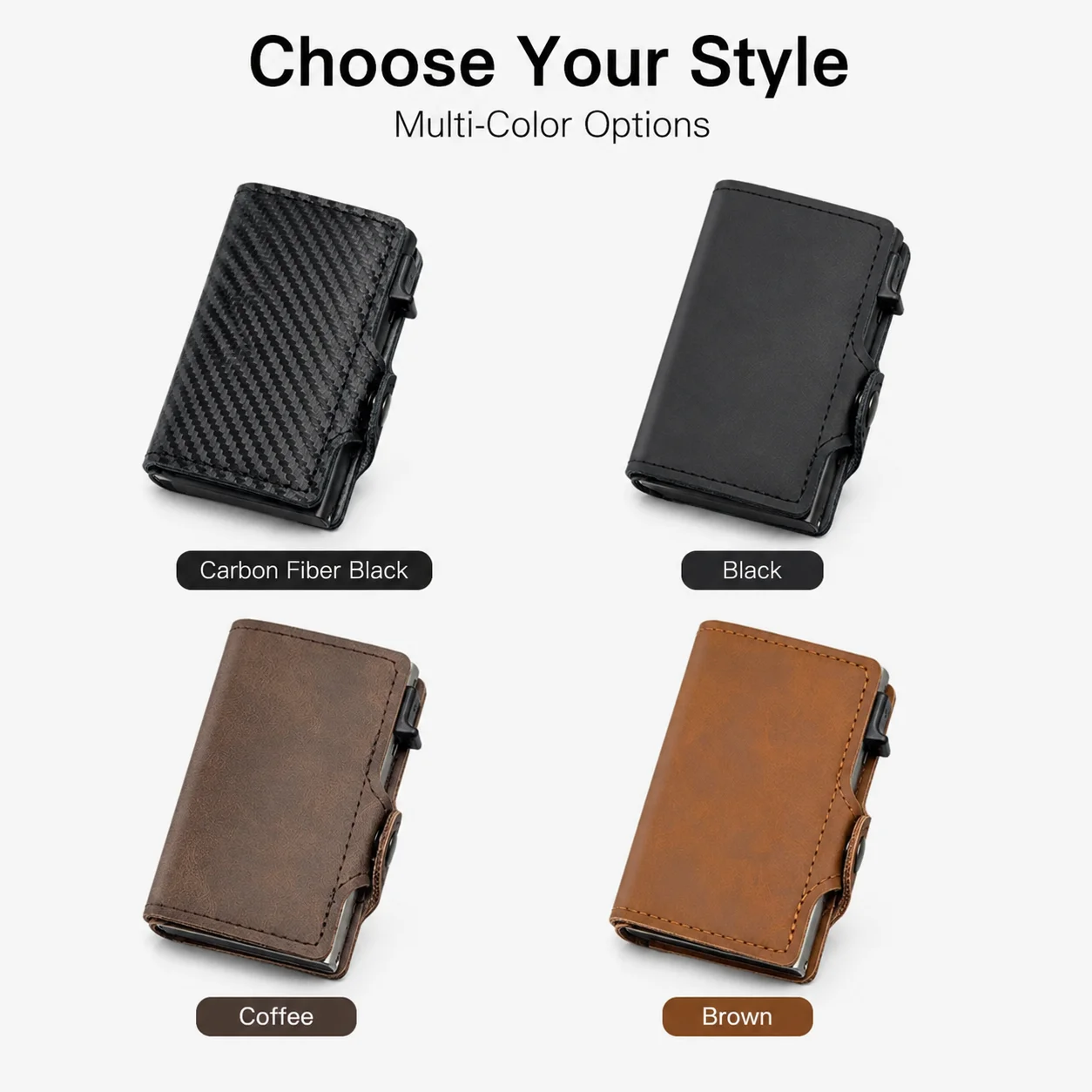 RFID-blockierender Pop-Up-Kartenhalter aus Kohlefaser, Herren-Geldbörse, minimalistisches Kredit- und Ausweiskartenetui, modische Geldbörse, Carteira Masculina – Detail 7