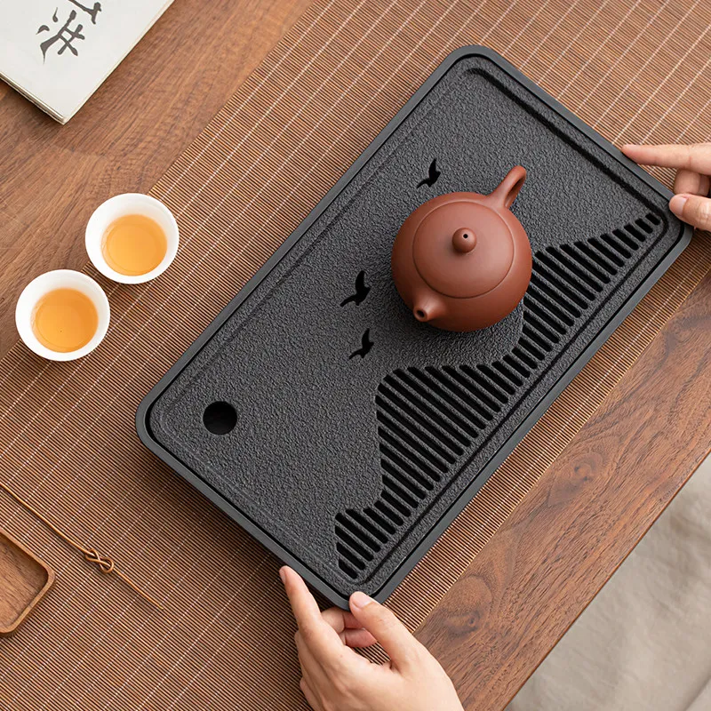 Imitation Black Stone Tea Set Dry Bubble Small Rectangular Tea Tray Home Decoration Living Room Decoration Accessories