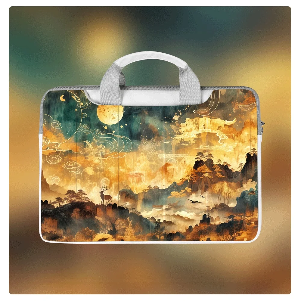 

Сумка-портфель для ноутбука с милым принтом оленя, 12, 14, 15, 16 дюймов, водонепроницаемая, из полиуретана, ударопрочная, большой вместимости, на плечо, через плечо, для планшета