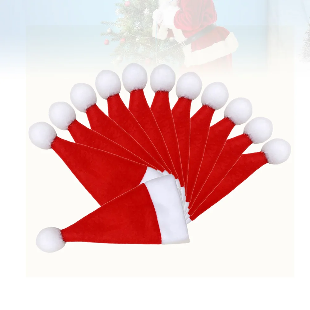 

12 PCS Caps Christmas Hat Tableware Santa for Cutlery Mini Claus Bottle Bag Hats