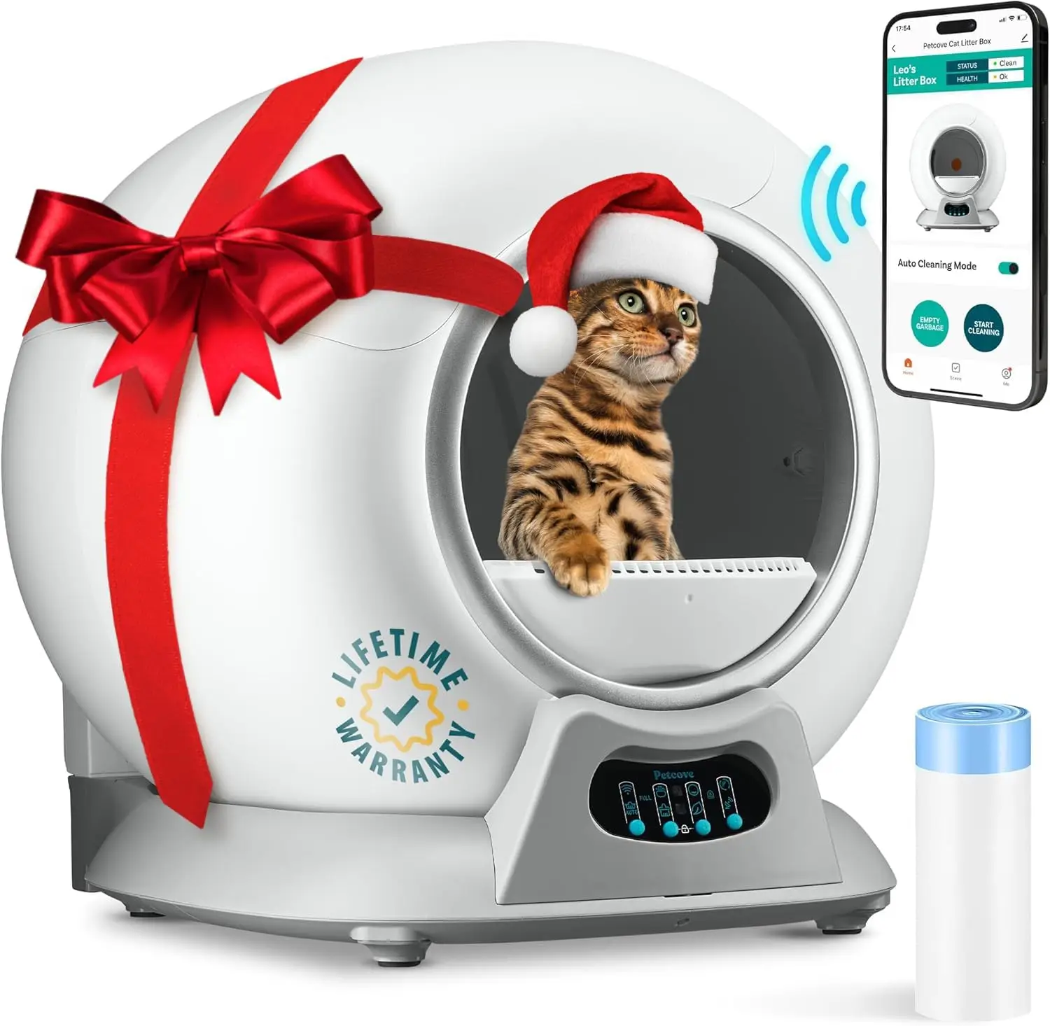 

Self Cleaning Litter Box, Automatic Cat Litter Box Self Cleaning for Multiple Cats,Robot Automatic Litter Box Scoop Free Covered