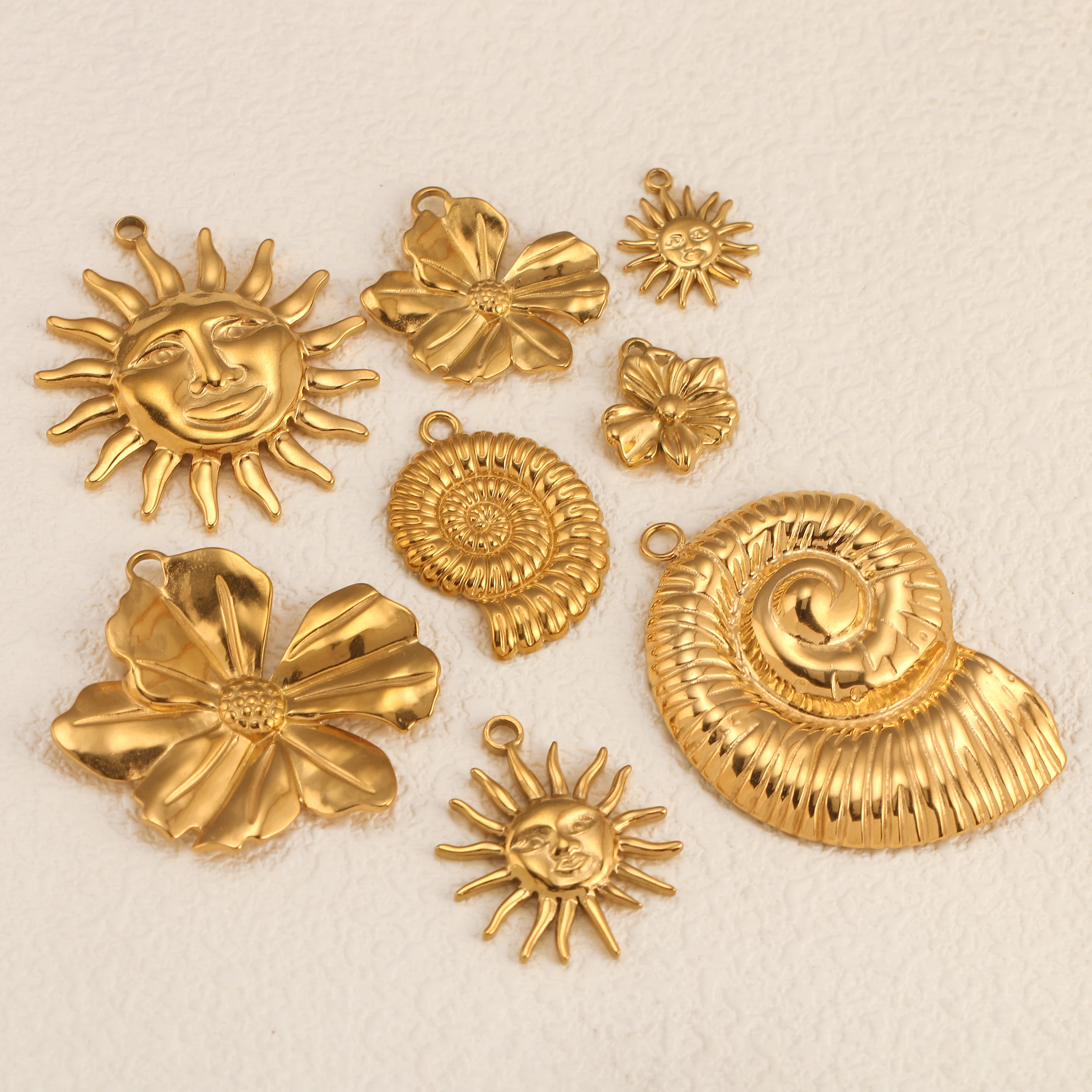 3 sztuk/partia odlewanie słońce/koncha/kwiat Charms ze stali nierdzewnej małe/duże Bohemia modne wisiorki naszyjnik DIY materiały do ​​wyrobu biżuterii