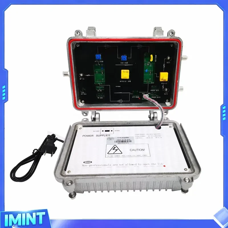 Outdoor 2 Way 38dB High Gain Output Bidirectional Cable TV CATV Trunk Line Distribution Signal Amplifier with AGC Function
