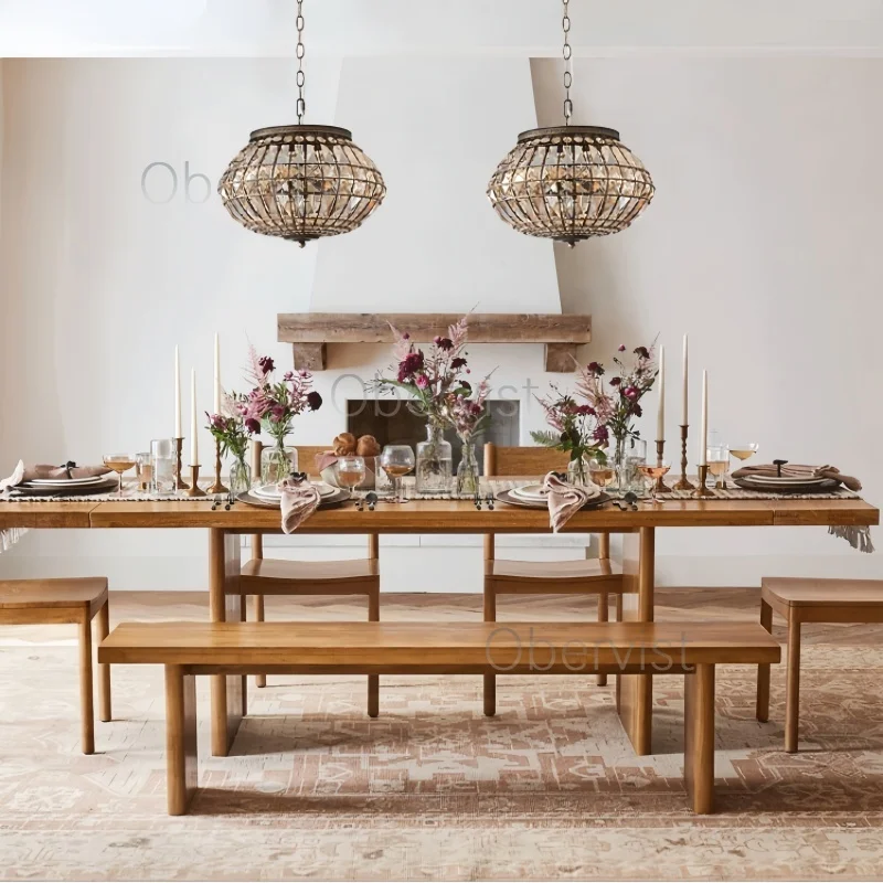 Vintage Crystal Chandelier, Luxury Retro Pendant Light for Living Room Bedroom Dining Room, Home Decor Hanging Lamp E27