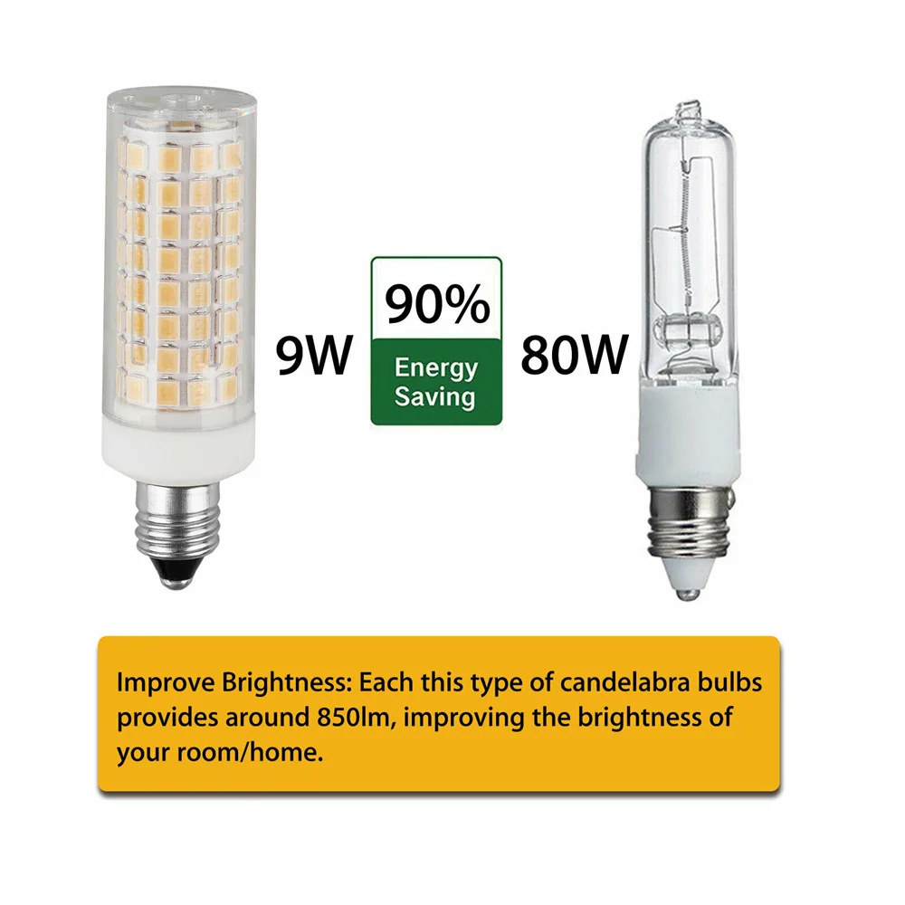 E14 E12 Dimbare Led-Lampen 102 Led-Maïslampen 9W Vervangen 80W Halogeenlampen 220V 110V Kandelaarbasislamp Voor Thuiskantoor