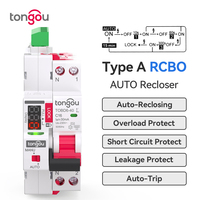 TONGOU RCBO 1P+N Type A 6kA 30mA Curve B/C 16A 40A Auto Recloser Overload/Residual Current Protection Smart Circuit Breaker