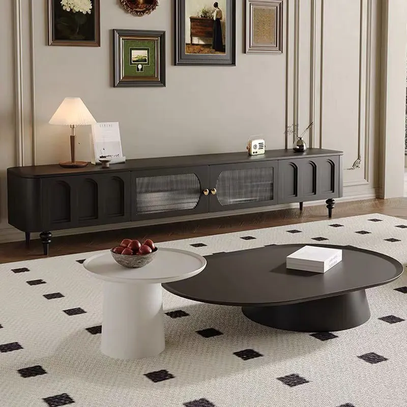 Neuer moderner TV-Schrank, Couchtisch-Kombination, modernes Wohnzimmer, schwarzer Boden, TV-Schrank