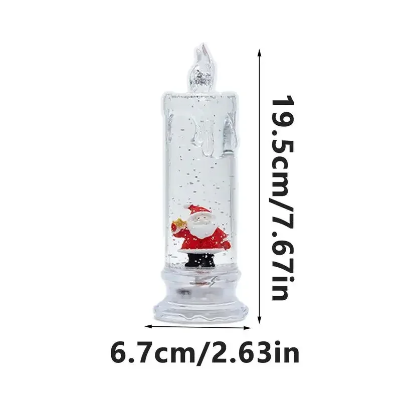 Christmas Water Injection Candle Santa Claus Battery Operated Xmas Themed LED Candles Crystal Light Floating Snow Music Box