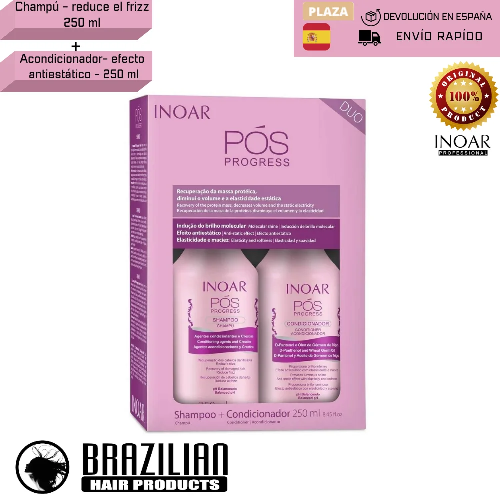 Inoar Duo POS Progress Shampoo and Conditioner Kit, 250 ml