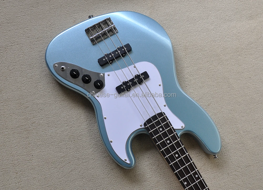 Flyoung 4 Strings Electric Bass Guitar Factory High QUality Guitars Light Metal Blue Bass