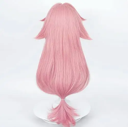 Alacos Pink Yae Miko Wig for Women Girls, Anime Long Spicky Yae Miko Cosplay Wigs for GI Roles, Heat Resistant Pink Long Hair Wi