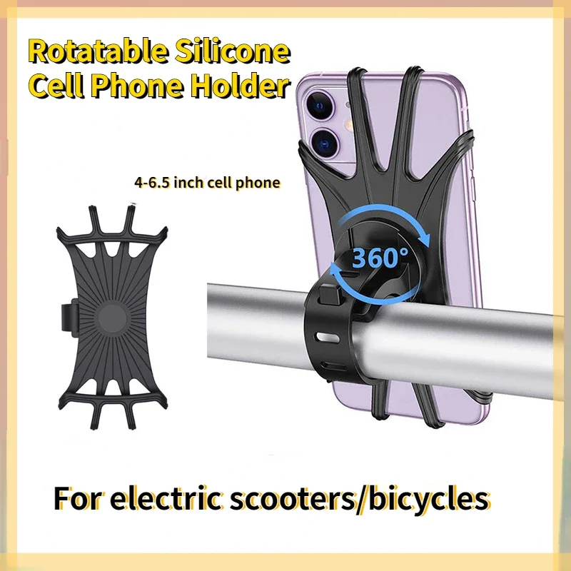 Universal Phone Holder for Bicycle Motorcycle E-Bike - Shockproof Elastic Silicone Strap, Anti-Slip Grip