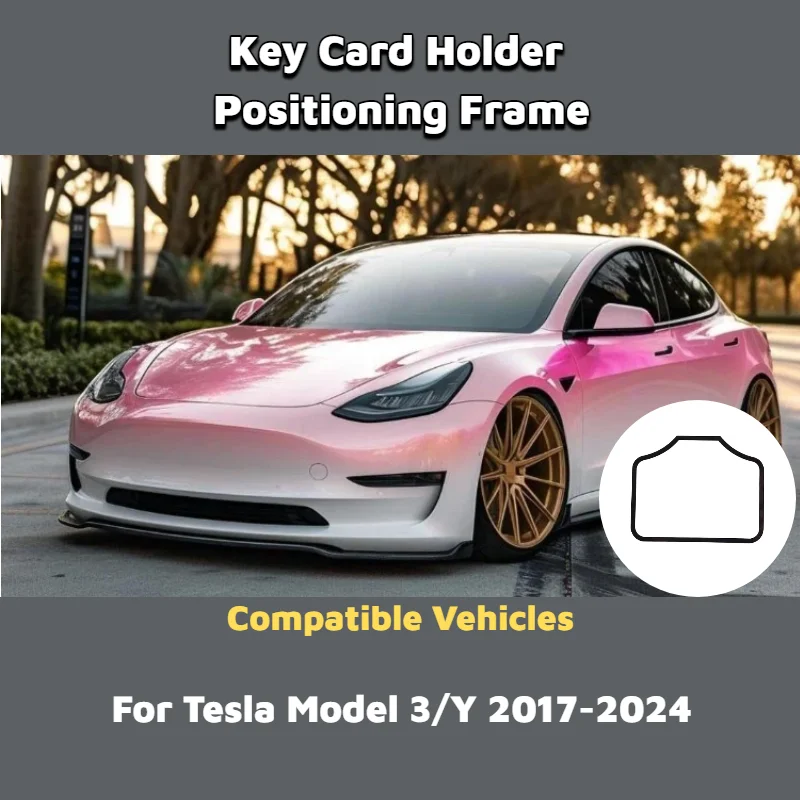 Key Card Holder Positioning Frame for Tesla Model 3/Y 2017-2024 Anti-Slip Card Slot Fixer Limiting Sticker Organizer Accessories