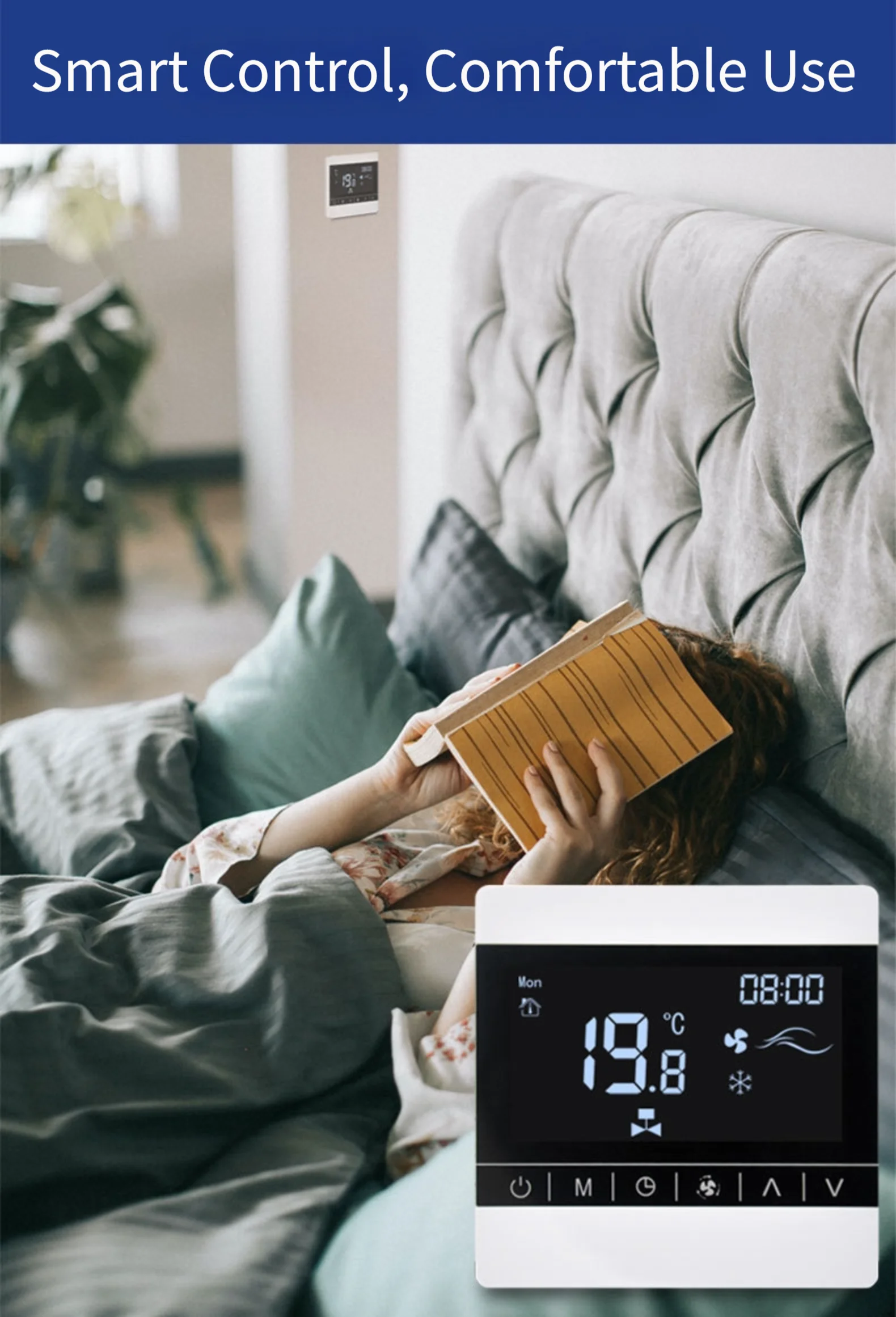 For Smart WiFi Thermostat Touch Screen LCD For Central Air Conditioner Fan Coil Voice Control ABS Programmable Temperature Contr