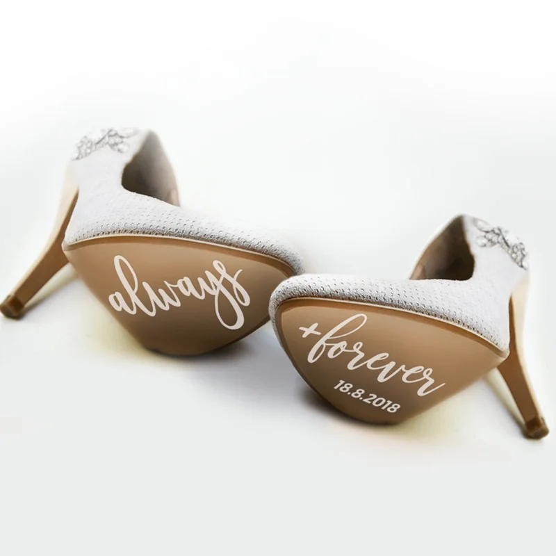 The Wedding Bride Always Forever Shoes Sticker DIY Personalized Wedding Decal  Party Decoration Marriage Accessories