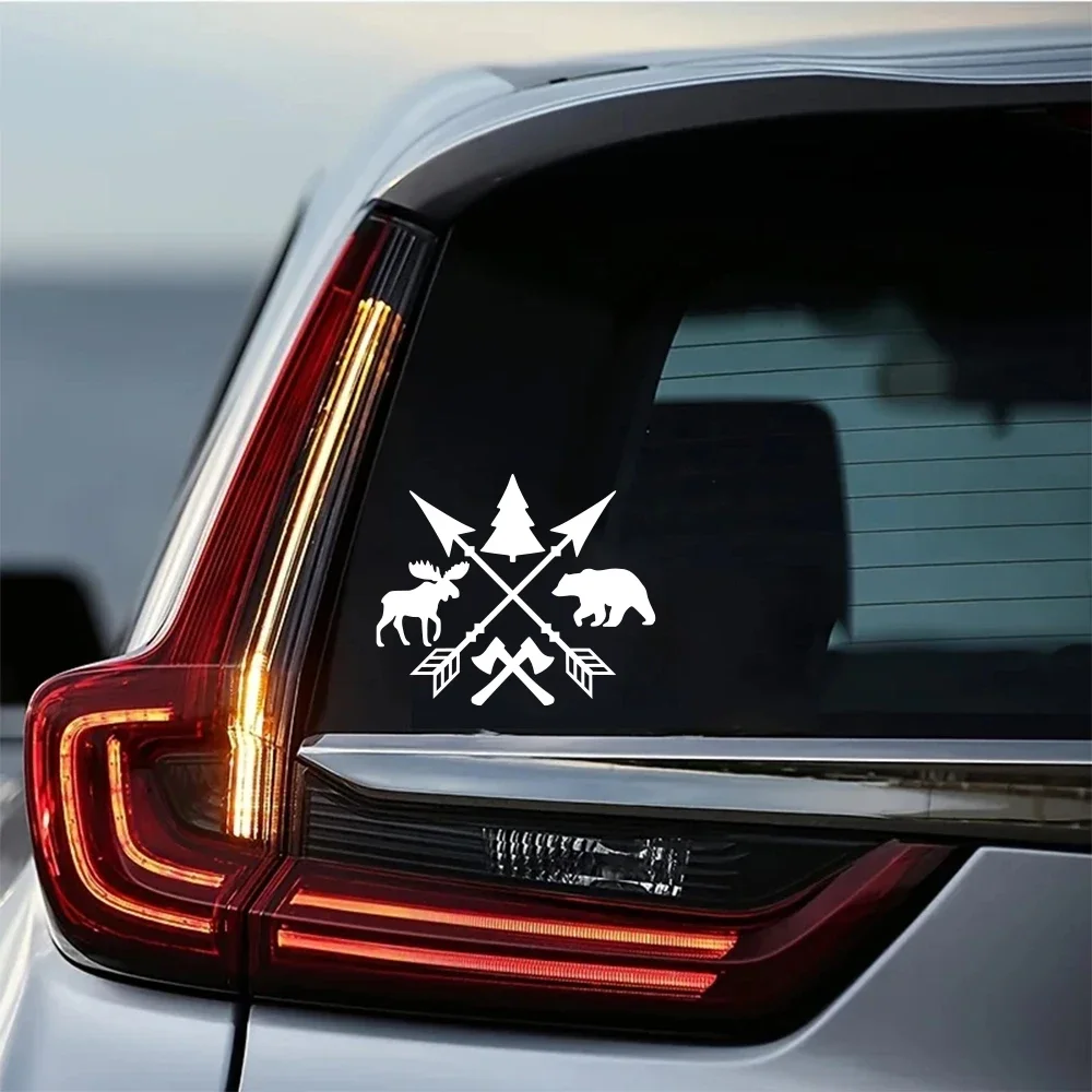 14x11.6cm Car Sticker Creative Forest Hunting Adventure Vinyl Decal Car Body Window Personalized Decoration Sticker Accessories