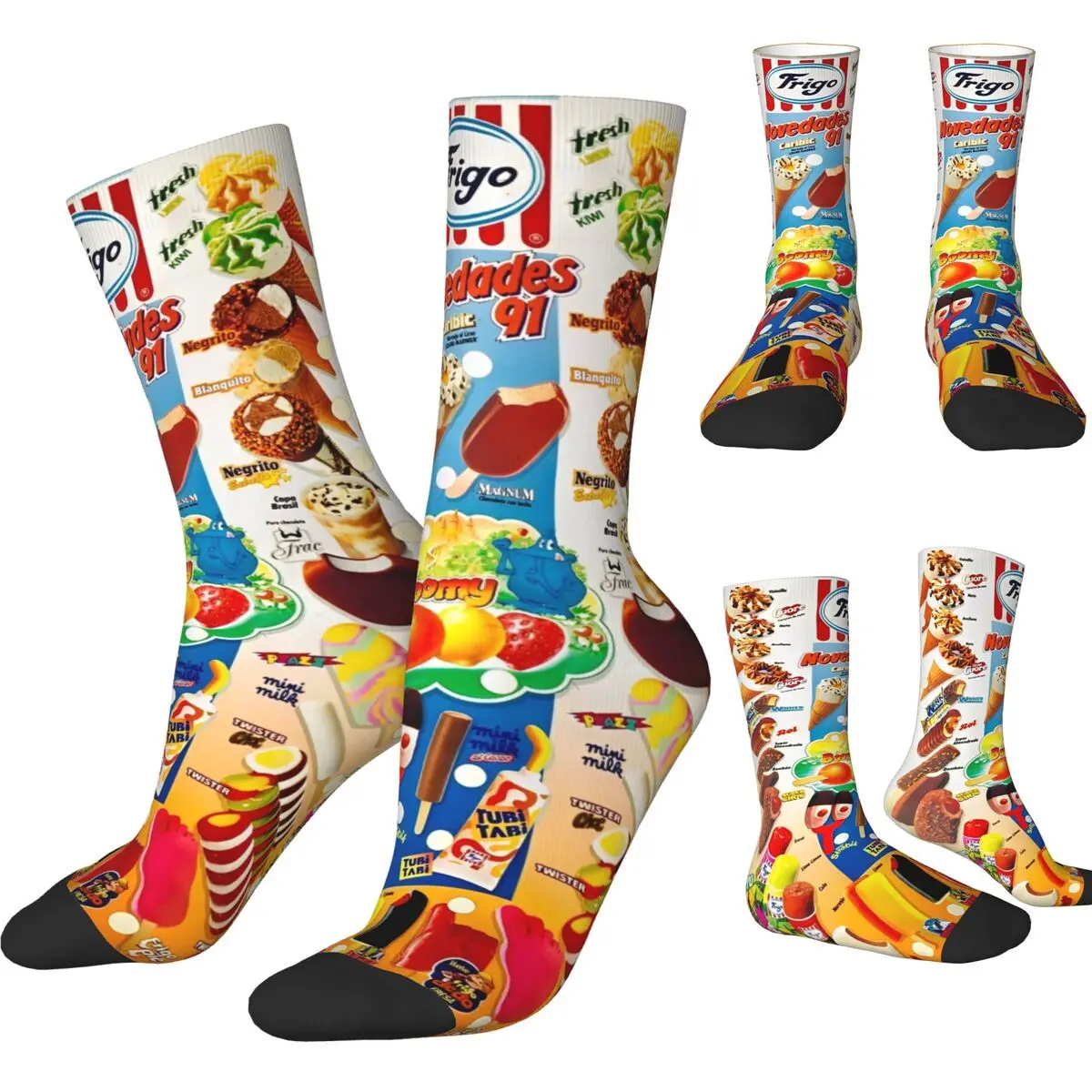 Ice Cream Adults Men Socks Ice-Cream Print Stockings Spring Casual Soft Socks Design Skateboard Non Slip Socks