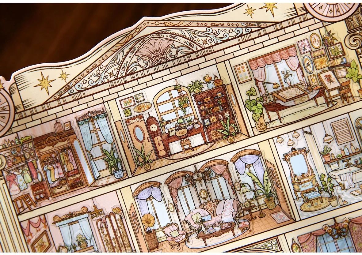 

Kawaii Vintage Mansion 3D Xingmang Mansion Landscape Sticker DIY Pocket Cabin Scene festival gift